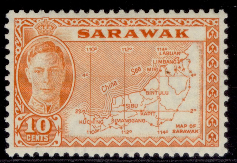 SARAWAK GVI SG186, 10c orange, M MINT. 