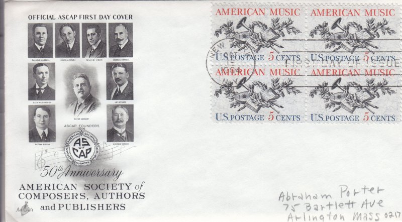 1984, Honoring American Music, Block/4, FDC, Art Craft (E10861)