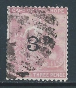 Cape Of Good Hope #32 Used 3p Hope & Symbols of Colony w/o Frame Line Surch...