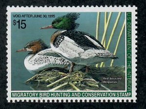 RW61 Red Breated Merganser Mint No Gum Single