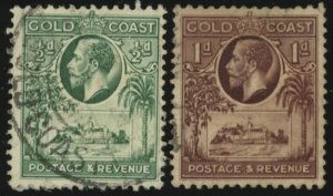 GOLD COAST Sc 98-99 USED - 1928 ½p & 1p -  King George V & Christiansborg Castle