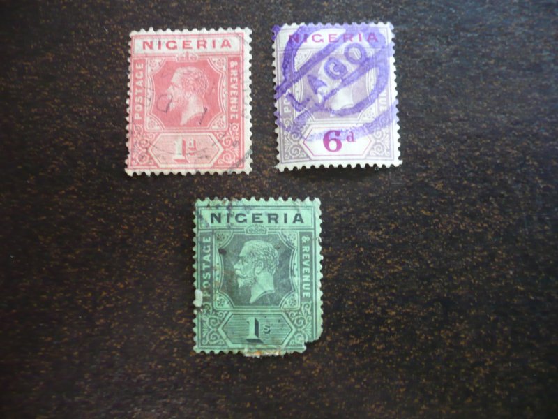 Stamps - Nigeria - Scott# 19, 28, 29 - Used Partial Set of 3 Stamps