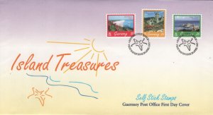 Guernsey 1997 FDC Sc 593-595 Shell Beach, La Seigneurie, Castle Cornet