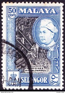 MALAYA SELANGOR 1960 50c Black & Blue SG124a FU