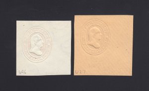 Scott #U26 & U27 Mint Cut Square, Cat $47.50