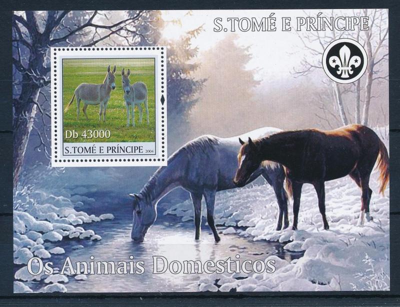 [34529] Sao Tome & Principe 2004 Animals Horses Donkey MNH  Souvenir Sheet