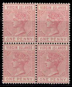 BRITISH VIRGIN ISLANDS QV SG29, 1d pale rose, LH MINT. Cat £220+ BLOCK x 4