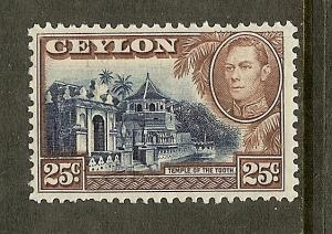 Ceylon, Scott #284, 25c King George VI, MLH