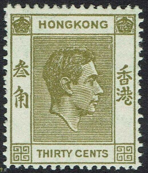 HONG KONG 1938 KGVI 30C PERF 14.5 X14 MNH **