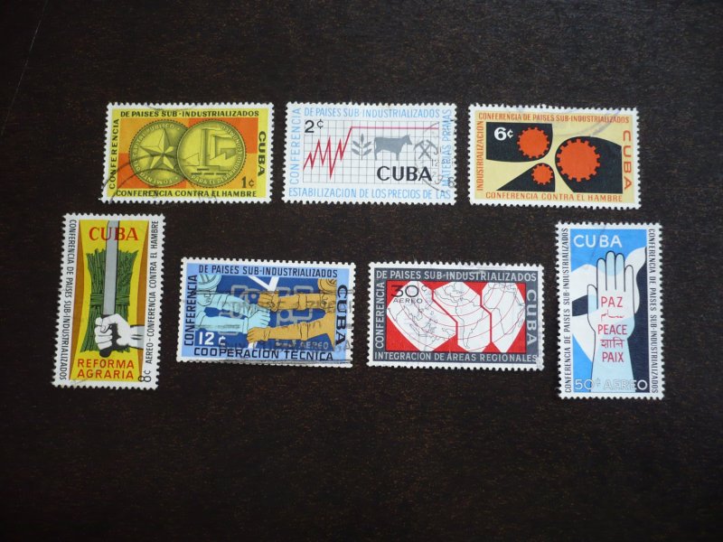 Stamps - Cuba - Scott# 663-665,C215-C218 - Used Set of 7 Stamps