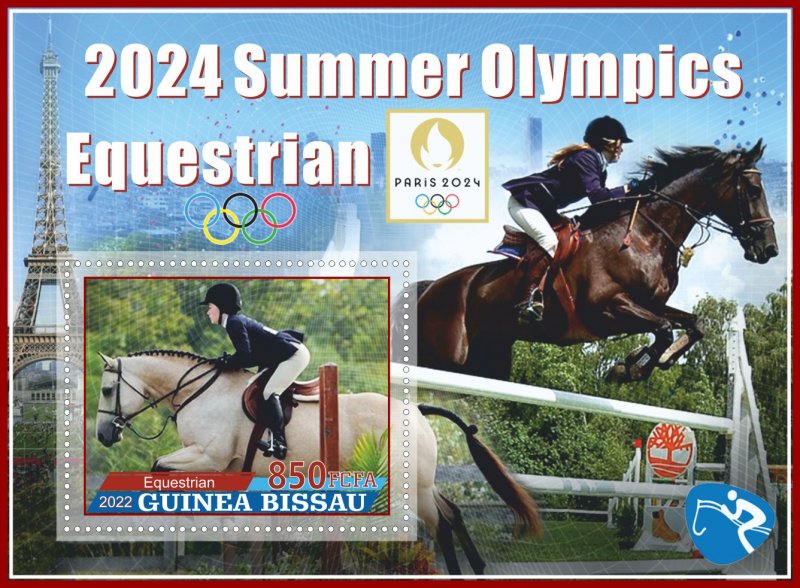 Stamps. Olympic games  2024 in Paris. Equestrian 2022 6 sheets perforated