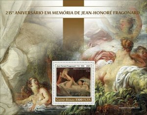 Guinea-Bissau 2021 MNH Art Stamps Jean-Honore Fragonard Paintings Nudes 1v S/S