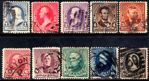 U.S. Scott #219-228 Set Black Fancy Cancel - Used Single