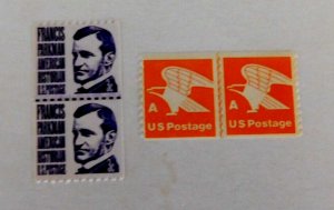 US Coil Line Pairs, #1297 & 1743, A Stamp & Francis Parkman 3c, 1975-1978, M/NH 