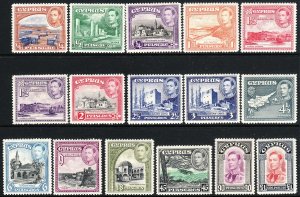 Sc# 143 / 155 Cyprus 1938 - 1944 KGVI portrait complete set to 1£ MLMH CV $121.