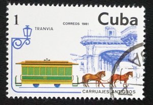 CUBA Sc# 2420  HORSES & CARRIAGES 1c  1981  used / cancelled