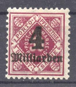 Wuerttemberg, 1923 , the  4 billion Mark, Michel 182 Y, Scott O 87 MNH, 