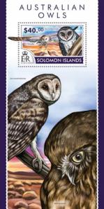 SOLOMON ISLANDS 2015 SHEET OWLS BIRDS slm15219b