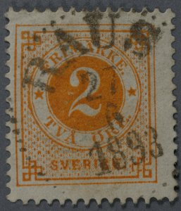 Sweden #40 Used VG HRM Place Cancel RAUS Date 27 6 1893