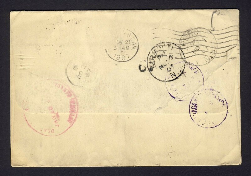 NOT CALLED FOR Great Britain Cover to New Brunswick/2x Nova Scotia St. John 1907