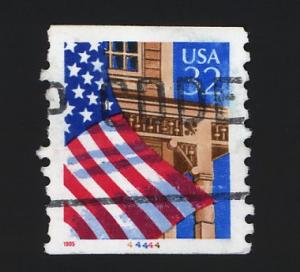 2913  32c Flag Over Porch W/A coil used PNC # 44444