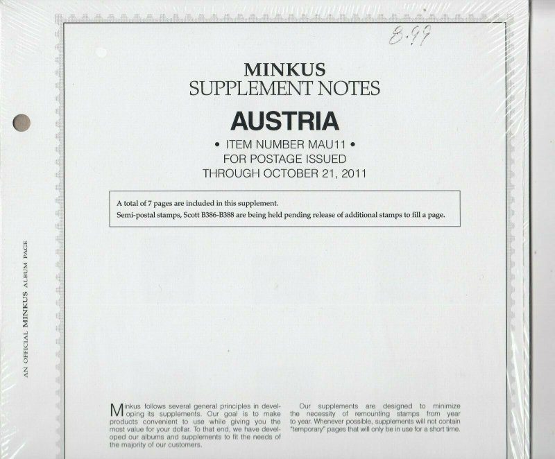 Minkus Album Supplement Austria Singles Issues Through Nov 2011