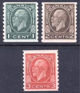 Canada 1933 1c-3c Imperfx perf 8.5 SG 326-328 Sc 205-207 VLMM/MVLH Cat £50($64)