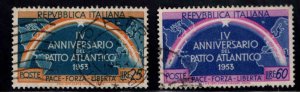 Italy Scott 637-638 Used Continents Joined by Rainbow set