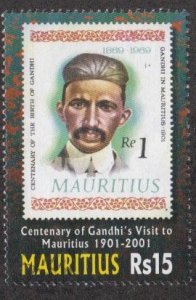 Mauritius # 943, Mahatma Gandhi, Used, 1/2 Cat.