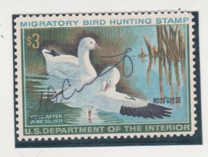 Scott # RW37  Used 1970 $3  Federal Duck Hunting Permit Stamp Cat $8.0 