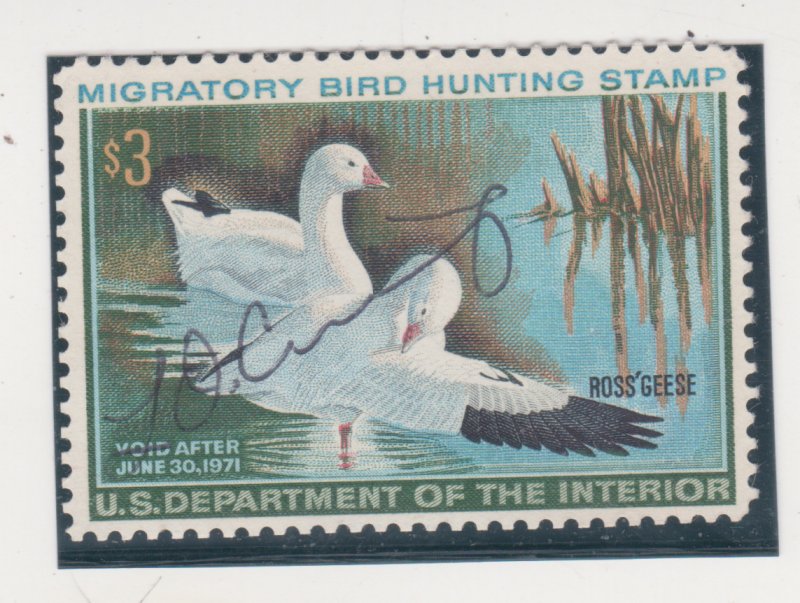 Scott # RW37  Used 1970 $3  Federal Duck Hunting Permit Stamp Cat $8.0