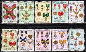 Angola #532-41 ~ Cplt Set of 10 ~ Military Orders, Medals ~ Mint, NH  (1967)