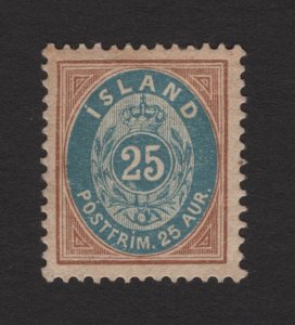 Iceland 1900 25a Brown and Blue Oval #29 Facit 29b VF Mint OG MH