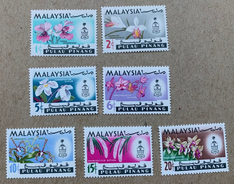 Penang 1965 Orchids set, MNH. Scott 67-73, CV $4.40. SG 66-72