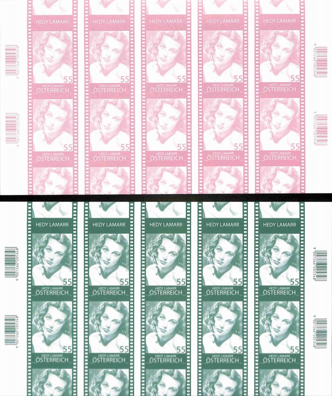 Austria 2296 Official MNH imp. color prints Hedy Lamarr actress movie stars