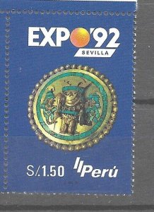 PERU 1996 EXPO 92 SEVILLA SPAIN GOLD JEWELRY 1 VALUE MINT NH