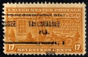 1944 US Scott #- E18 17 Cents Special Delivery Tallahassee Fla. Precancel Used