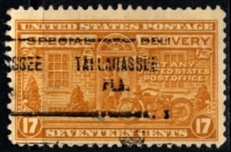 1944 US Scott #- E18 17 Cents Special Delivery Tallahassee Fla. Precancel Used