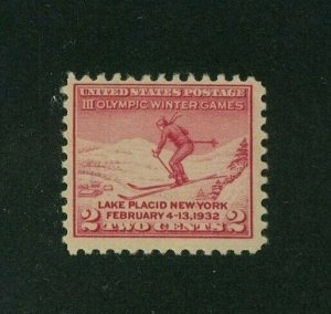 US 1932 2c carmine rose Olympic Winter Games, Scott 716 Mint Hinged, Value = 35c