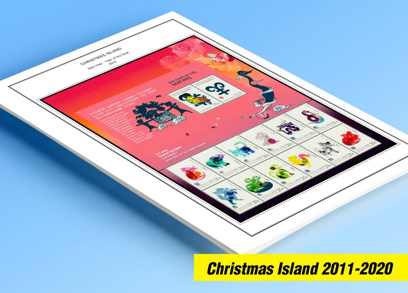 COLOR PRINTED CHRISTMAS ISLAND 2011-2020 STAMP ALBUM PAGES (55 illustr. pages)