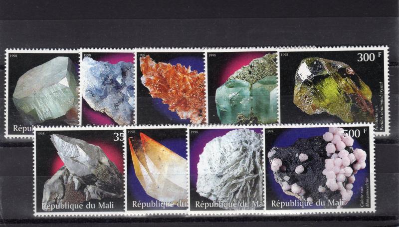 Mali 1998 Minerals Set (9) Perforated MNH