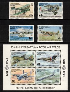 BIOT 1993 RAF 75th Anniversary; Scott 136-40, SG 136-40; MNH