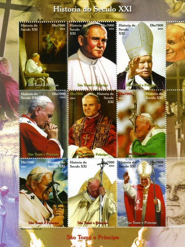 Sao Tome & Principe 2004 POPE JOHN PAUL II Sheet Perforated Mint (NH)