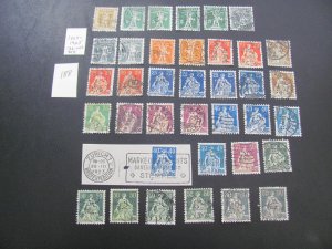 SWITZERLAND 1907-1925 USED SC 126/145 LOT WITH VARITIES VF/XF  (188)