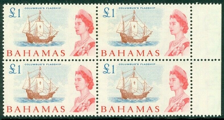 EDW1949SELL : BAHAMAS 1965 Scott #218 Ships. Blk of 4. VF, Mint OG LH. Cat $60+