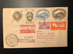 1937 Registered Brazil Airmail Cover Federal District to Frankfurt Germany