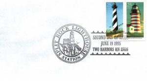 SPECIAL PICTORIAL POSTMARK CANCEL LIGHTHOUSE SERIES SPLIT ROCK TWO HARBORS MN T2