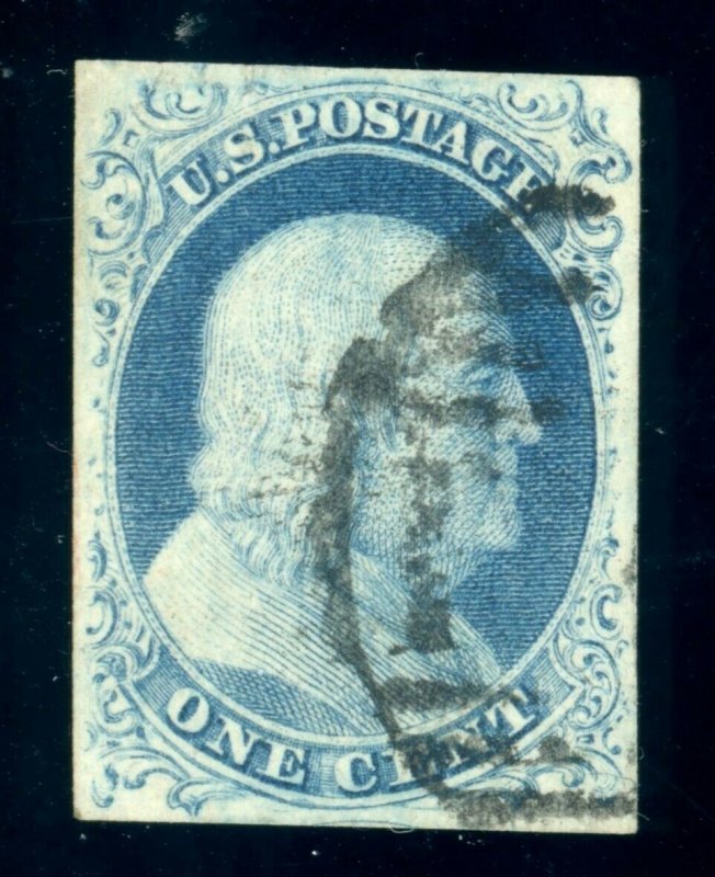 US Stamp: #9 Franklin 1c - PSE Cert - Used - CV $90.00 ( See Cert. ) 
