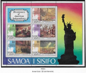 Samoa #432a  American Bicentennial Souvenir Sheet  (MNH) CV $6.50