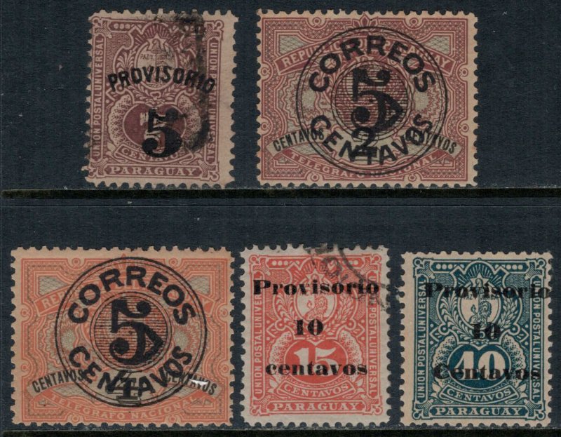 Paraguay #46-50*/u  CV $3.35